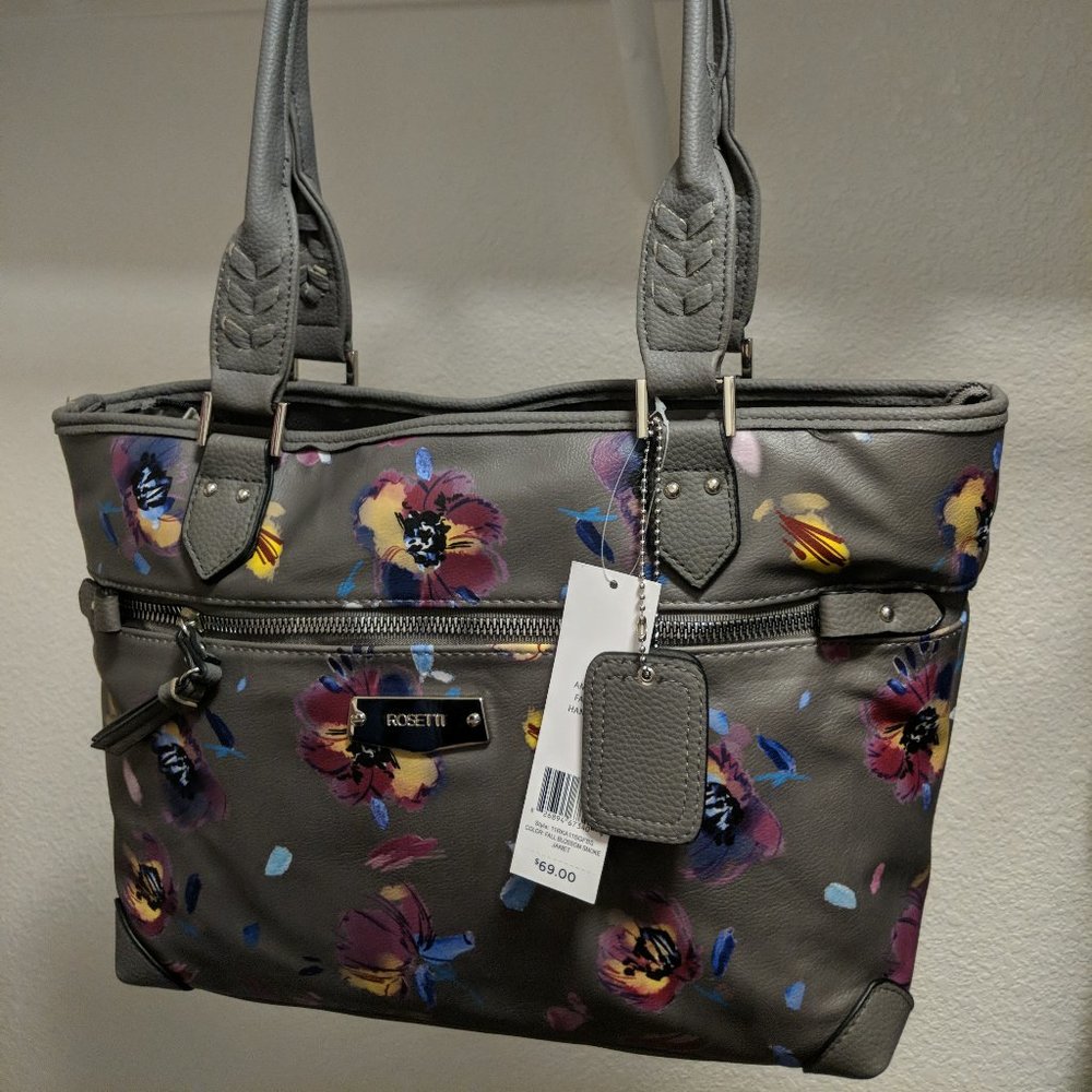 Grey Floral Rosetti Handbag